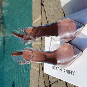 Amina Muaddi Size 42 Ursina Glass Pumps